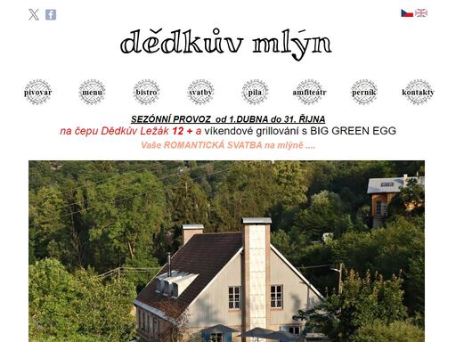oficiální stránky dědkův mlýn - objekt mlýna se nachází v unikátní přírodním parku povodí kačáku na hranici českého krasu a křivoklátských lesů.