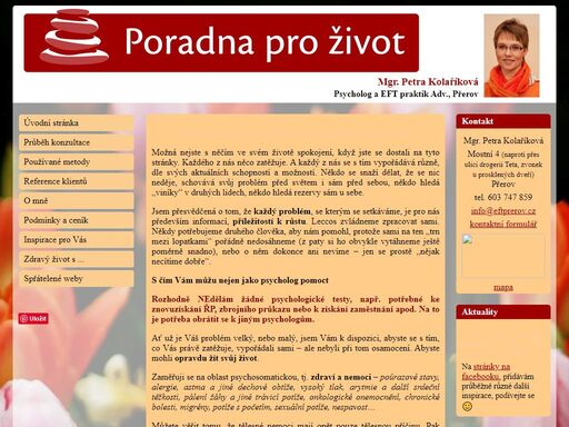psychologická poradna - mgr. petra kolaříková, psycholog a eft praktik adv. pro přerov a střední moravu.