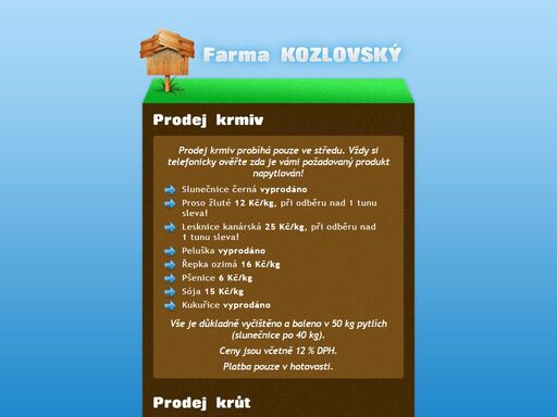 farma kozlovský - prodej krmiv a krůt