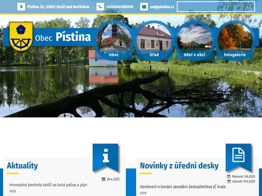 obec pístina - oficiální webové stránky