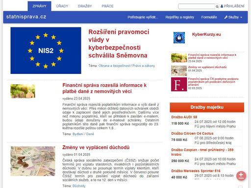 úřady, volná místa, zakázky, insolvence, služby, dražby