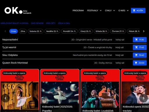premiérové filmy i klasika v kině oko šumperk. vyberte si mezi sálem s občerstvením a tichým sálem. program a rezervace online.