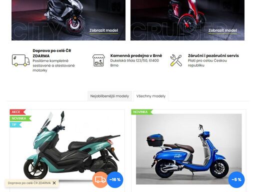 elektro motorky a skútry pro každodenní ježdění. prodejna brno - nabízíme širokou škálu různých typů elektrických motorek a skútrů.