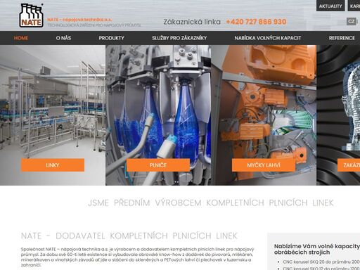 výrobní program firmy nate je zaměřen na výrobu kompletních linek na mytí a plnění lahví pro pivovary, nealko provozy, zřídla, likérky, vinařské závody, mlékárny, výrobce jedlých olejů