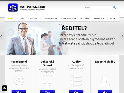 nabízíme poradenství a audity v oblasti systémů managementu, dále pak lektorskou činnost. hodnotíme efektivitu firemních procesů a nalézáme podněty pro jejich zlepšení.