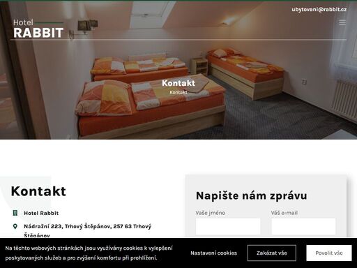 kontakt hotel rabbit nádražní 223, trhový štěpánov, 257 63 trhový štěpánov +420 317 704 973 +420 602 500 107
+420 724 861 448 ubytovani@rabbit.cz  

fakturační údaje 

rabbit cz a.s.
sokolská 302
257 63 trhový štěpánov
ič: 25601717
dič: cz25601717  

napište nám zprávu