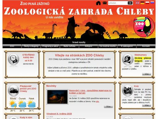 zoo chleby - 
	zoo chleby byla založena v roce 1997 a je první oficiální porevoluční nestátní zoologickou zahradou v čr.

	vážení přátelé a příznivci…