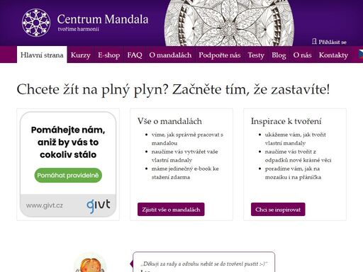 vyberte si kurz arteterapie, kreslení, jógy či malování mandal. stáhněte si mandalové předlohy, e-book o mandalách nebo tvořte vlastní mandaly.