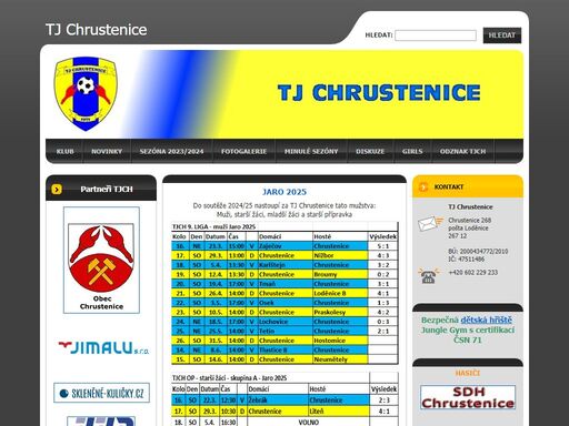 stránky sportovního klubu tj chrustenice