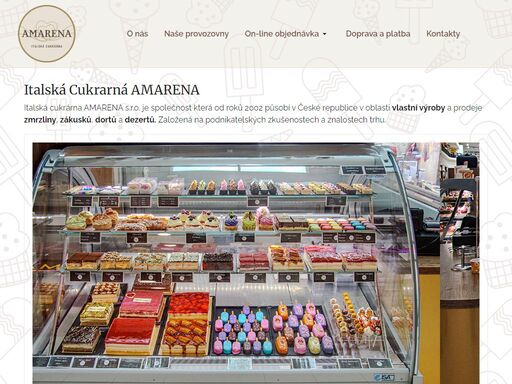 italská cukrárna amarena praha - vlastní výroba a prodej dortů v praze. výroba dortů praha, objednat dort on-line, rozvoz dortů po praze. také jsme pro vás připravili narozeninové dorty, zákusky, dezerty a  zmrzliny