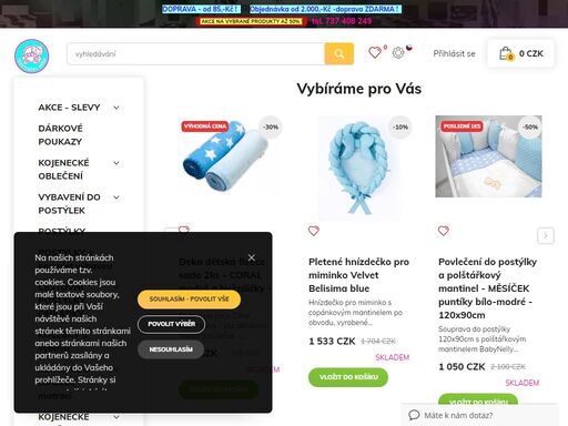 vše pro miminka a maminky - kojenecké oblečení, potřeby, postýlky, výbavička a těhotenské oblečení.