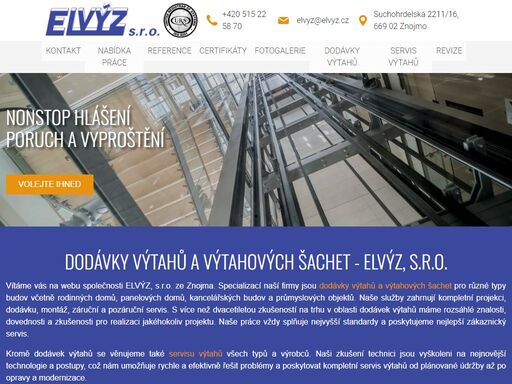 firma elvýz, s.r.o. dodává a servisuje výtahy a výtahové šachty pro různé typy budov včetně rodinných domů, panelových domů, kancelářských budov a průmyslových objektů.