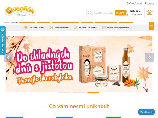 ovocňák - 100% ovocné a zeleninové šťávy, pyré, plátky, rakytník z rodinné firmy z moravy