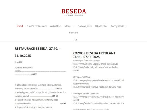 restaurace, ubytování a vinárna beseda frýdlant.