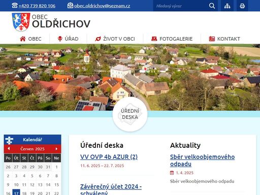 oficiální stránky obce oldřichov