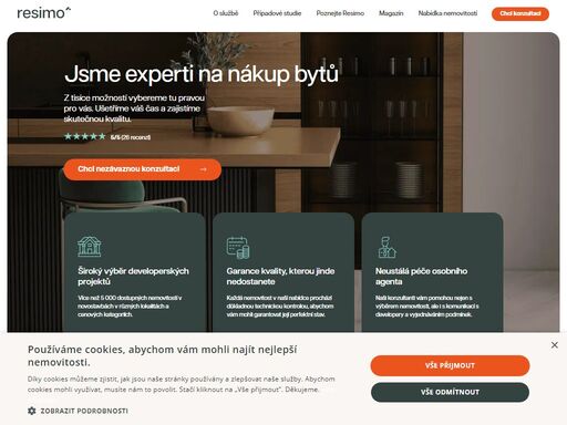 pomáháme psát příběhy, které začínají správným výběrem nemovitosti a končí předáním klíčů od nového domova. z nabídky více než 5 000 nemovitostí vám resimo pomůže vybrat tu pravou.