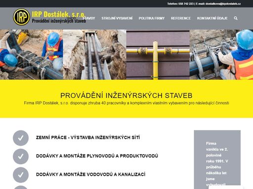 zemní práce, dodávky a montáže plynovodů, produktovodů, vodovodů a kanalizací, dodávky, montáže a opravy vyhrazených plynových zařízení včetně zkoušek a revizí