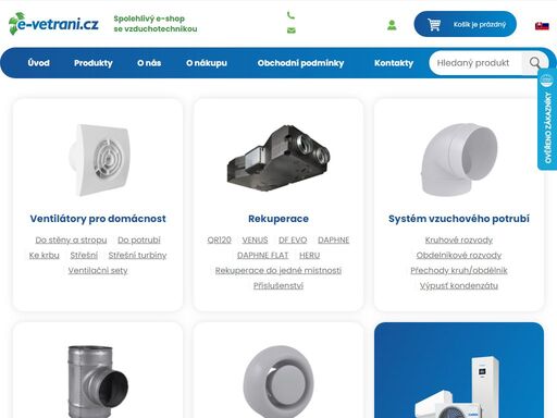 rekuperační jednotky, ventilátory, klimatizace, krbové ventilátory, komplexní systémy zdravého větrání.