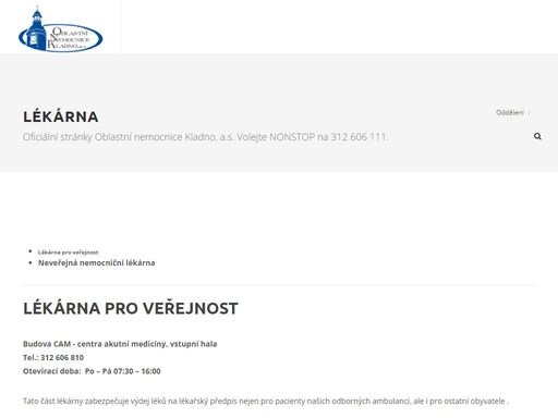 oficiální stránky oblastní nemocnice kladno, a.s. volejte nonstop na 312 606 111.