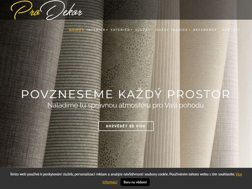 zabýváme se prodejem bytového a hotelového textilu. nabízíme záclony, závěsy, potahové látky, garnýže, tyče a kolejnice, žaluzie či rolety.