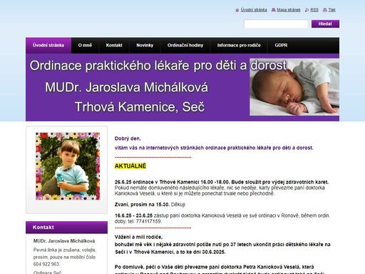 mudr. jaroslava michálková, dětská ordinace seč, pediatr seč, ordinace pro děti a dorost seč, dětský lékař, očkování, lékař pro děti a dorost seč, dětský doktor trhová kamenice, pediatr trhová kamenice, dětský lékař trhová kamenice,  mudr. michálková, praktický lékař pro děti a dorost, 