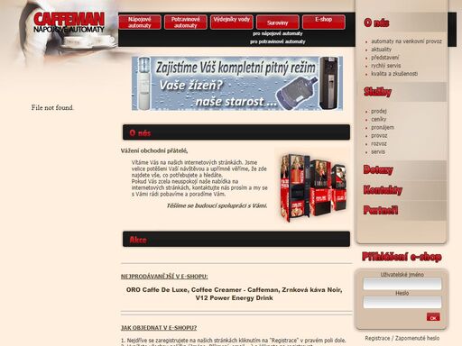 caffeman s.r.o. - nápojové automaty, potravinové automaty, výdejníky vody, suroviny, čaje