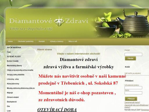 prodej čajů, bylin, mastí, kávy, koření a módních dopňků.