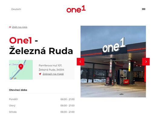 síť 33 čerpacích stanic one1 na česko-německých hranicích v západních a severních čechách.