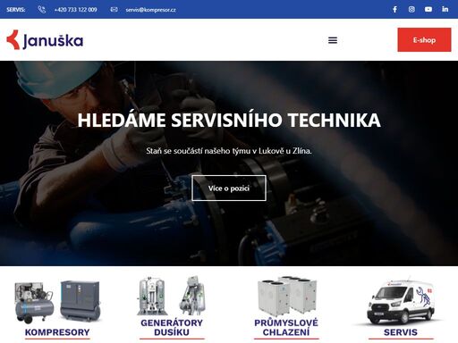 januška kompresory - pístové kompresory orlík a atmos, šroubové kompresory orlík, atmos - prodej, servis, služby.