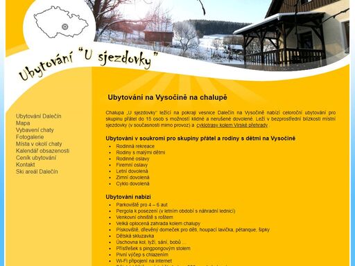 ubytování u sjezdovky- chata dalečín na vysočině
