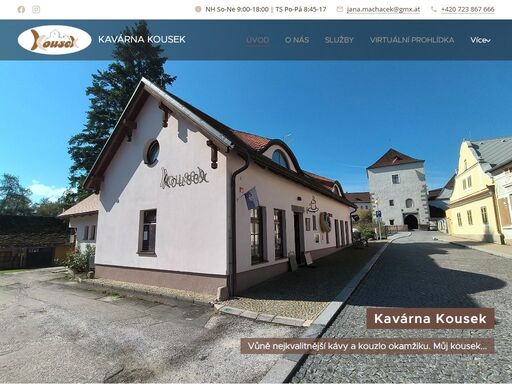 kavárna kousek v nových hradech nabízí čerstvé pochoutky, ručně vyráběné čokolády, ovocné biošťávy a zmrzlinové dezerty. s kapacitou 33 míst uvnitř a 40 míst na slunečné terase je ideální pro rodinné oslavy, večírky a semináře. navštivte nás a užijte si