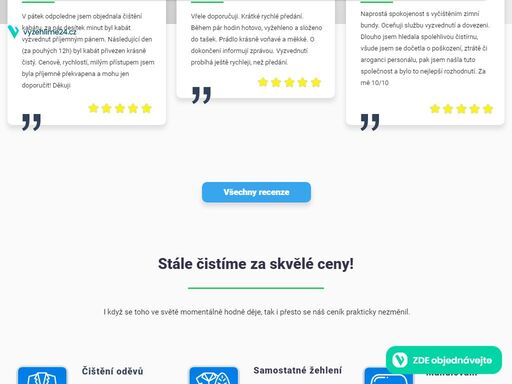 vyzehlime24.cz je pražská čistírna s dopravou, která vše vyřídí do 24 hodin od objednání! pro vaše prádlo dojedeme, kvalitně vyčistíme, vyžehlíme a opět přivezeme až k vám.