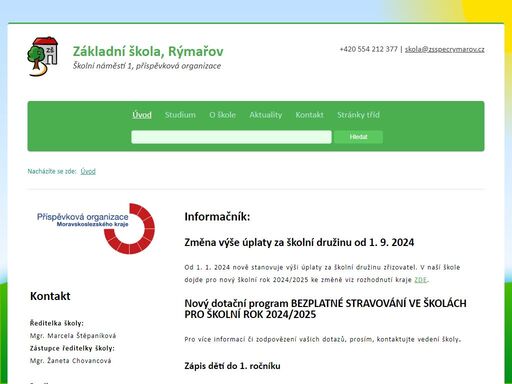 vítáme vás! - základní škola rýmařov, školní náměstí 1, příspěvková organizace
