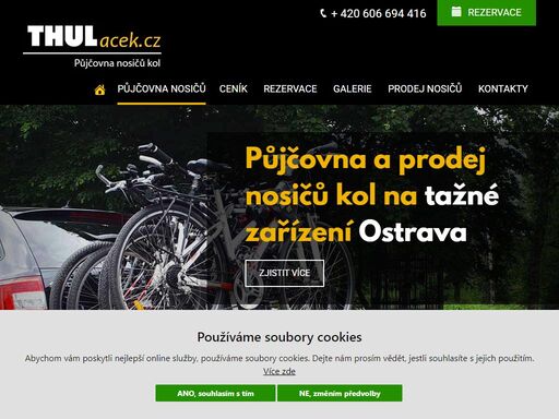 půjčujeme nosiče kol thule na tažné zařízení. přeprava až 4 kol. nosiče kol na kouli pro přepravu elektrokol i běžných kol. otevřeno denně. ceny: 350 kč / víkend, 750 kč / týden.