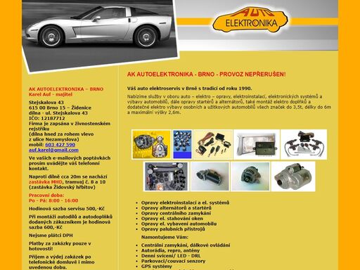 autoelektrik?r, brno, audiotechnika, autor?dia, zabezpe?ovac? technika, p??slu?enstv? a dopl?ky, mont? handsfree, opravy elektroinstalac?, opravy altern?tor? a start?r?, opravy palubn?ch p??stroj?, mont? dopl?k?...