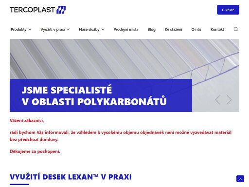 nabízíme širokou škálu polykarbonátových desek a fólií pro stavebnictví a průmysl. jsme autorizovaný distributor polykarbonátových desek lexan™.