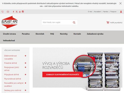 elplast-kpz rokycany působí ve výrobě přípojkových, rozpojovacích a elektroměrových rozvaděčů již 20 let. provádíme úpravy nebo výrobu zakázkových rozvaděčů.