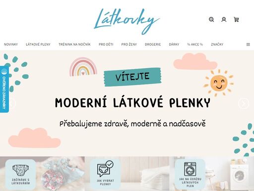 latkovky.cz - moderní látkové pleny, ekologické zboží pro děti, pratelné přebalovací podložky, přírodní kosmetika, látkové menstruační vložky, látkové kojící vložky, dětské merino oblečení