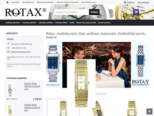 pánské hodinky rotax a dámské hodinky rotax z nerezové oceli, titanu, pozlacené,  keramiky, wolframu, na baterii typ quartz, automatic automat, digitální. prodejna brno. hodinářská oprava, výměna baterie