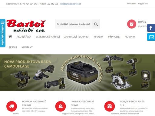 bartoš nářadí - e-shop a vzorkové prodejny elektrického ručního nářadí, ručního nářadí, komunální techniky a zahradní techniky značek metabo, stiga, protool, jonsered, narex, festool, milwaukee a další.