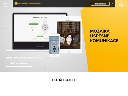 jsme specialisté na integrovanou marketingovou komunikaci a projektové řízení v oblasti podpory prodeje. naše know-how spočívá v unikátní metodice výběru vhodných nástrojů, zpracování účinného obsahu a následné implementaci s důrazem na váš zisk a růst. 