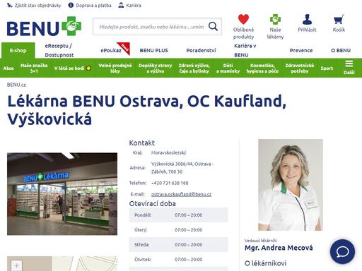 ?prodloužená otevírací doba - pondělí až sobota 7:00 - 20:00, neděle 8:00 - 20:00. výdejní místo e-shopu. na návštěvu se těší vyškolený a zkušený personál.?