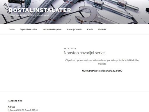objednat opravu vodovodního nebo odpadního potrubí a další služby můžete nonstop na telefonu 601 373 000