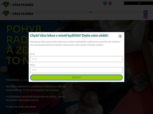 pohyb,radost a zdraví, to nás baví jdu se přihlásit! všestránek, z. s. je sportovní klub pro každého.nabízíme sportovní a vzdělávací aktivity pro děti od šestinedělí do 12 let, pro dospělé i pro seniory.v přátelském prostředí podporujeme pohyb, zdraví, kreativitu i týmového ducha.s námi se nudit nebudete! skupiny příspěvky - cena fotografie zlepšete se s námi!