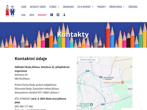 naše škola je organizována jako úplná základní škola s 1. a 2. stupněm. výuka na celé škole probíhá podle plánu švp „škola, do které stojí za to chodit“.