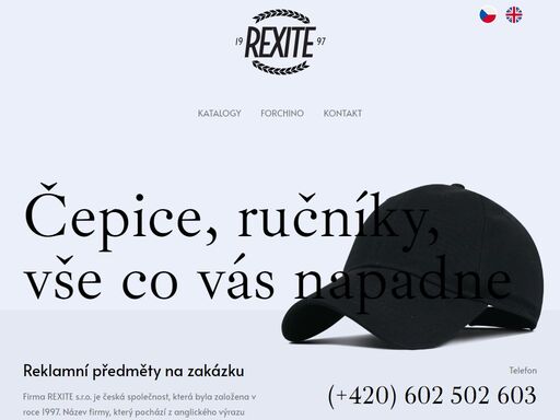 společnost rexite s.r.o. distributor reklamního zboží na zakázku z asie a z evropy. výroba čepic. oficiální distributor forchino pro českou republiku.