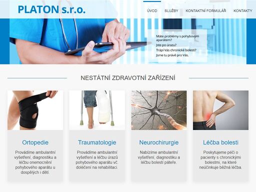 ortopedie, dětská ortopedie, traumatologie, neurochirurgie a léčba bolesti v kladně. ambulanční vyšetření, diagnostika a léčba onemocnění pohybového aparátu vč. rehabilitace. léčba bolestí páteře.