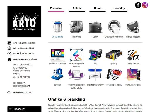 graficky zpracujeme vaše letáky, plakáty, vizitky, tiskoviny, reklamní bannery, reklamní tabule, polepy automobilů a označení provozoven a mnoho dalšího. provozovna & sídlo: k. chocholy 323 české budějovice 370 05, 