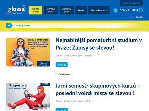 jazyková škola glossa nabízí jazykové kurzy pro veřejnost, pomaturitní studium a firemní jazykové vzdělávání. garance kvality a dobré ceny. s námi se domluvíte!