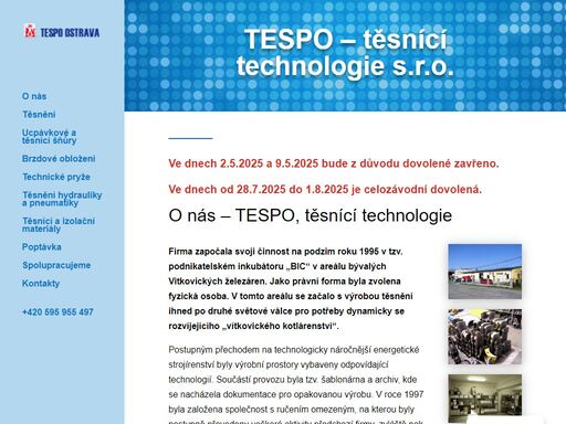 tespo - těsnící technologie, s.r.o. se zabývá výrobou všech typů těsnění jako jsou například plochá těsnění, ucpávkové šňůry, grafitová a spirálová těsnění, atd.
